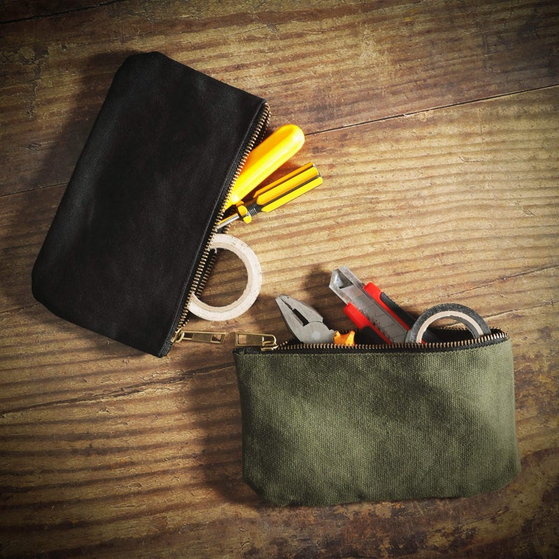 Denifiter Tool Pouch, Heavy Duty 16oz Waxed Canvas Metal Zipper Tool Bags, Water Resistant, Durable, 4pc Set (7.6x4.5 inches) - Image 5